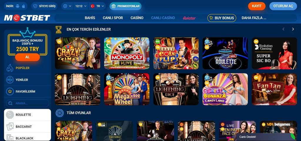 Размещение ставок на спорт на Mostbet